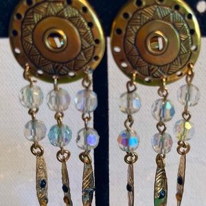 Sensational Gold Tone and Austrian Crystal Clip on Earrings
